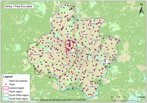 Map of i-Tree Eco sample plot locations in Derby