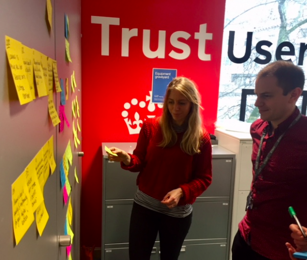 Team doing affinity sorting