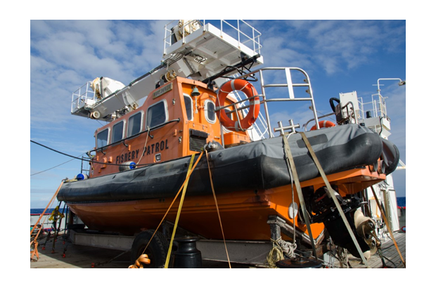 A picture of the Wave Dancer aboard the RRS James Clark.
