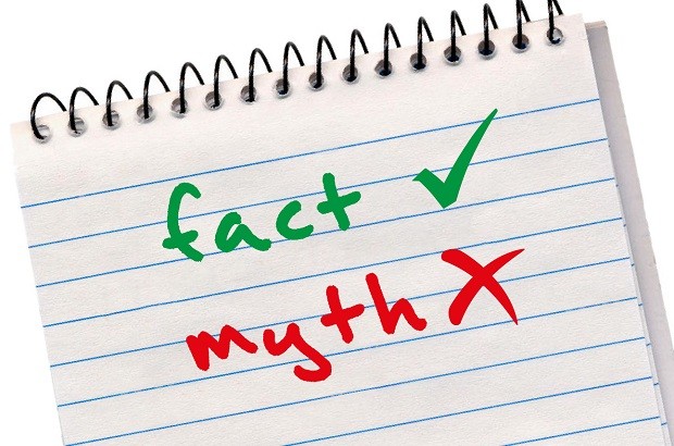 Notebook showing facts and myths