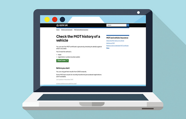 A laptop running the MOT testing service