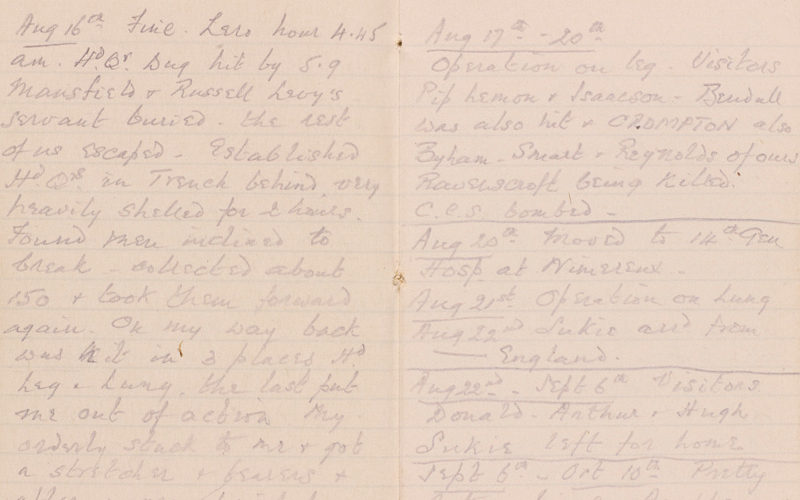 Diary of Major Percy Ingpen, 1/8th Battalion The Duke of Cambridge's Own (Middlesex Regiment), 28 June 1917 to 2 January 1918