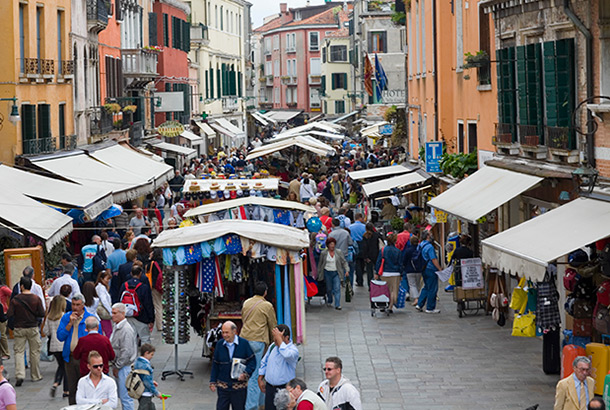 Photograph of a busy street market - image licensed by Ingram Image