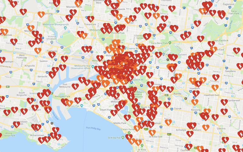 Melbourne AED Map