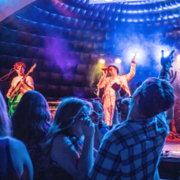  picture of a band performing on stage 