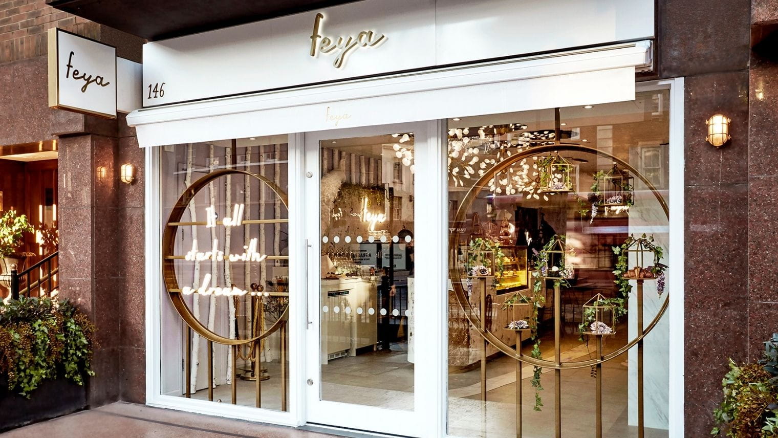 Front of Feya's Cafe in Knightsbridge