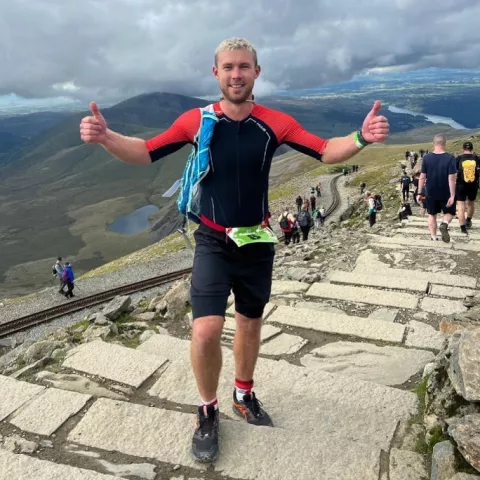 Fin McNab taking part in one of his triathlon events. 