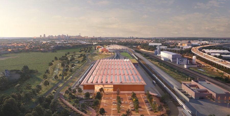Artist's impression showing view of Washwood Heath Depot and NICC.
