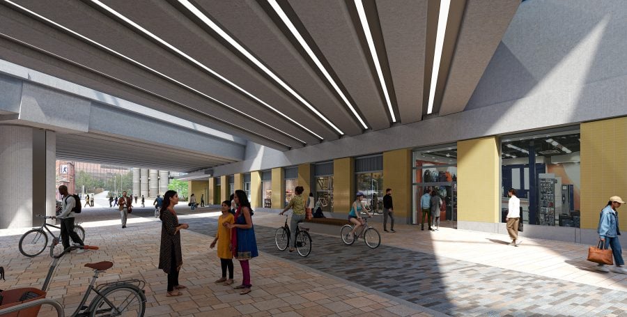 Visualisation showing retail space within the eastern entrance to the new Curzon Street station