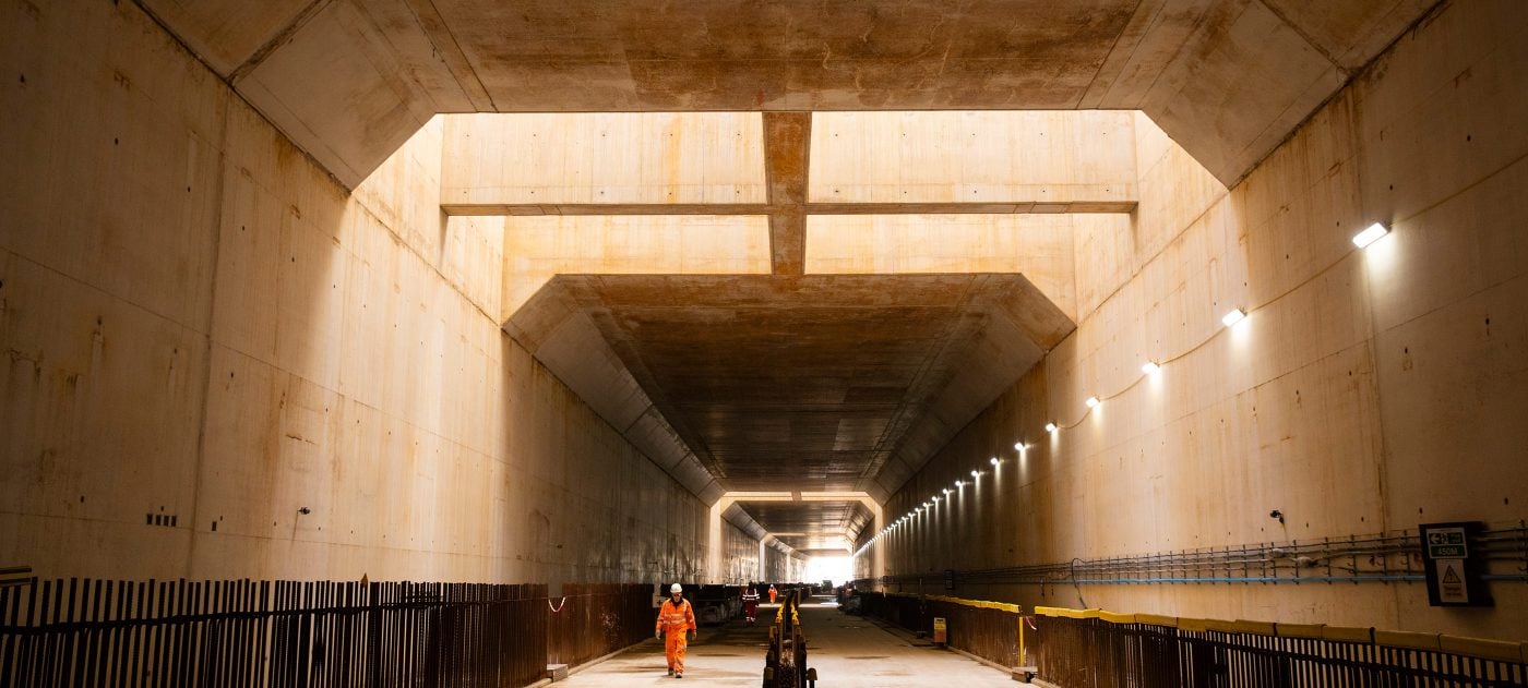 Inside view the Copthall tunnel heading towards the Colne Valley.