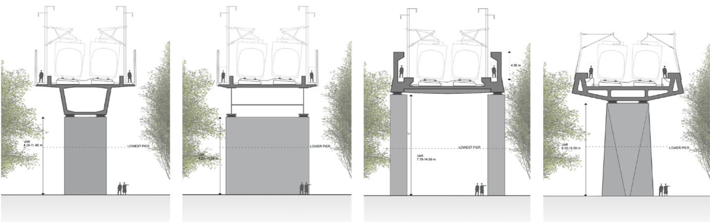 Drawings of alternative deck cross section and substructure forms
