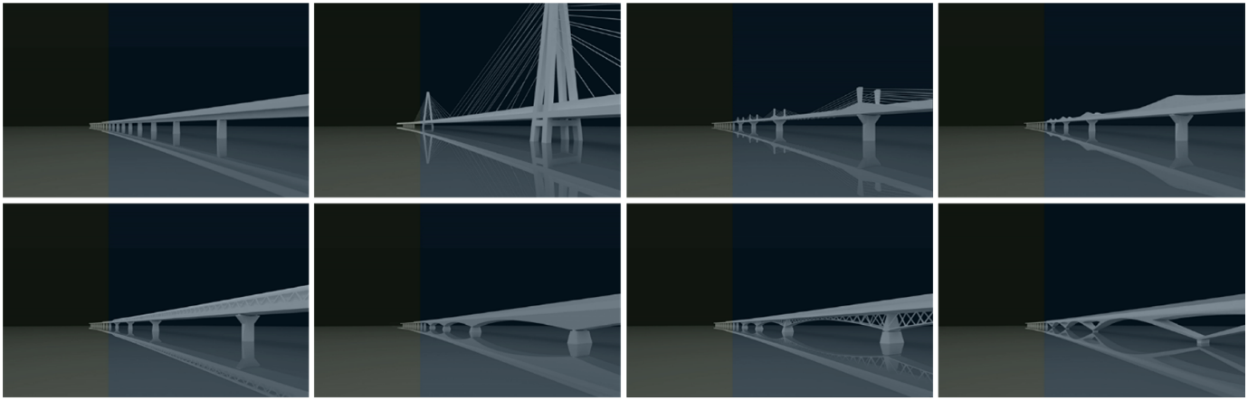 Pictures of multi-span cable stayed viaduct