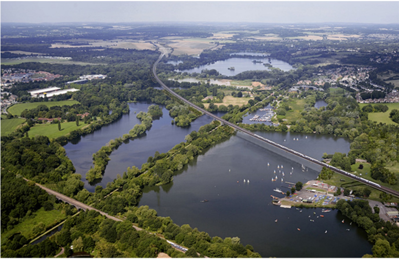 Aerial view of Colne Valley and the viaduct alignment