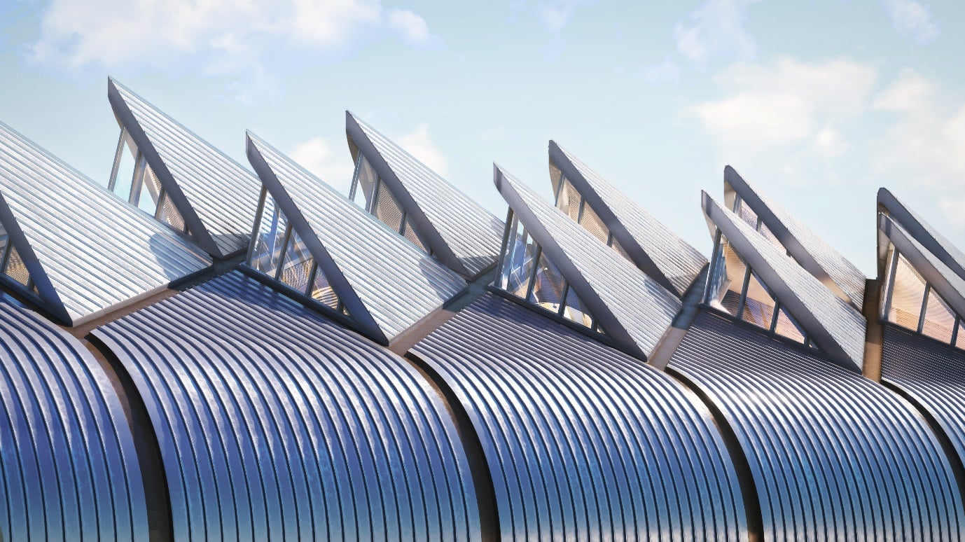Picture of skylights on Interchange Station roof