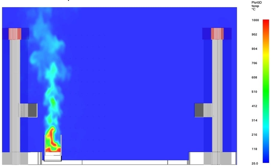 Picture showing the temperature without the shadow effects with the train roof burnt out.