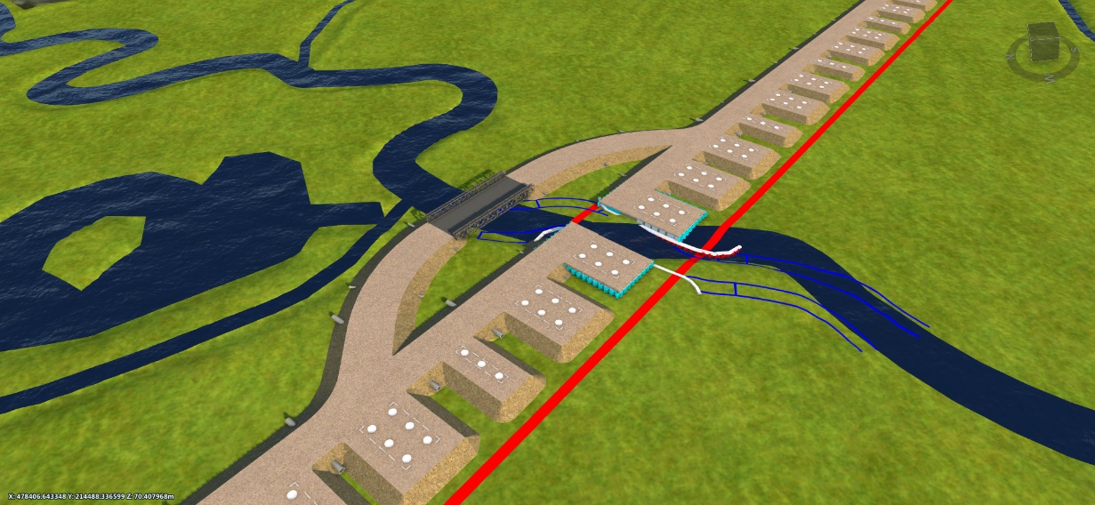Picture of 3D Plan view of causeway, river works and piling platforms