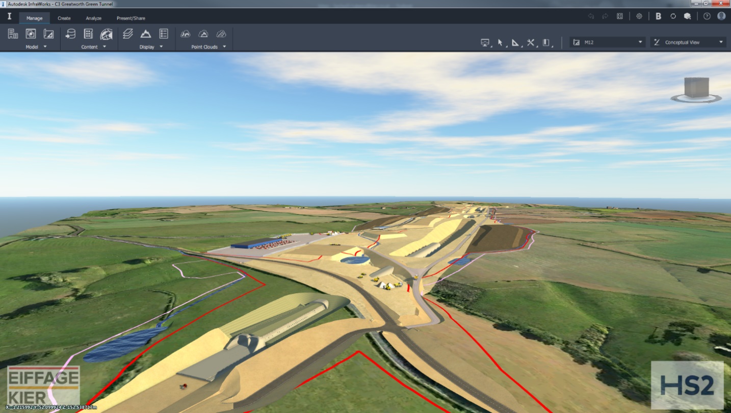 Picture of Phase M12 with Tunnel Sections imported from Civils 3D