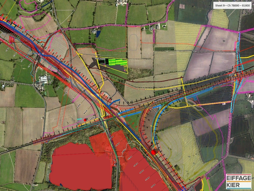 Picture of Calvert Area Model showing temporary works excavations, site access road and permanent works overlay
