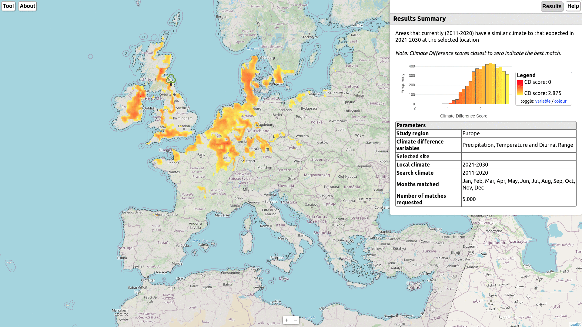 Climate Matching Tool