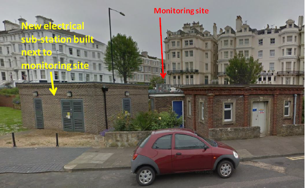 Picture of a construction of an electrical sub-station in Devonshire Place, Eastbourne