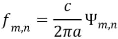 Equation calculating cross-mode frequencies