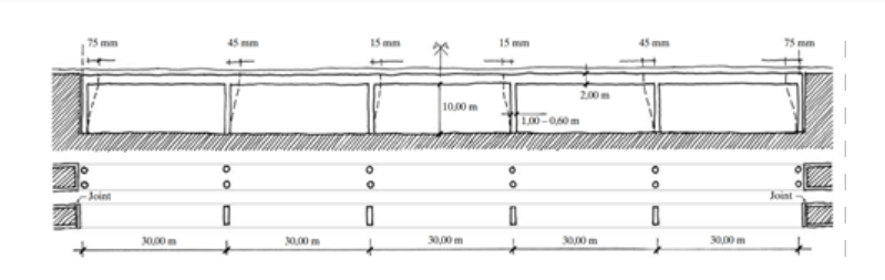 Drawing of part of an integral railway viaduct