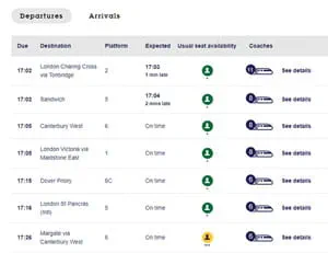 live departure board results