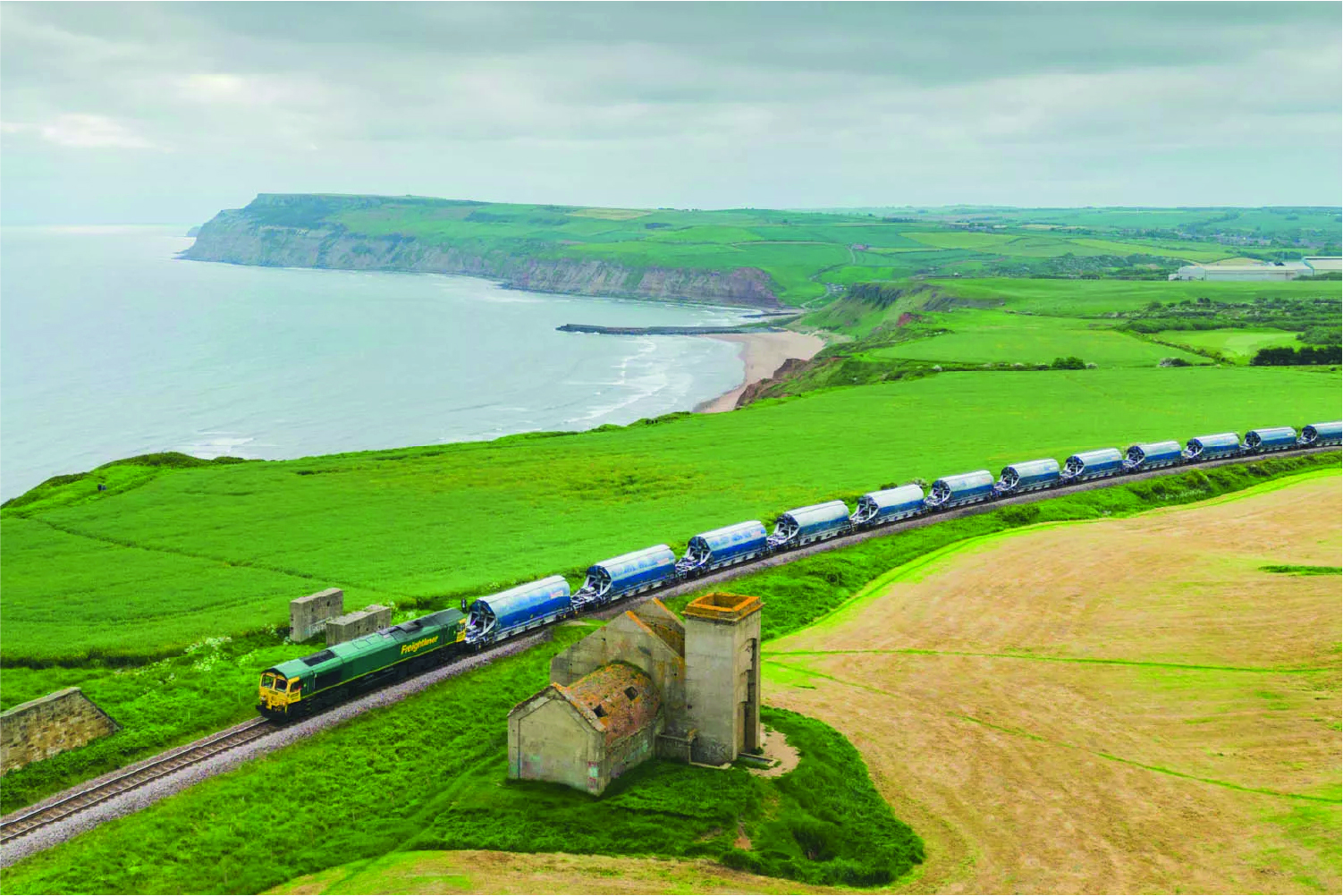 Network Rail Freight train on the coast