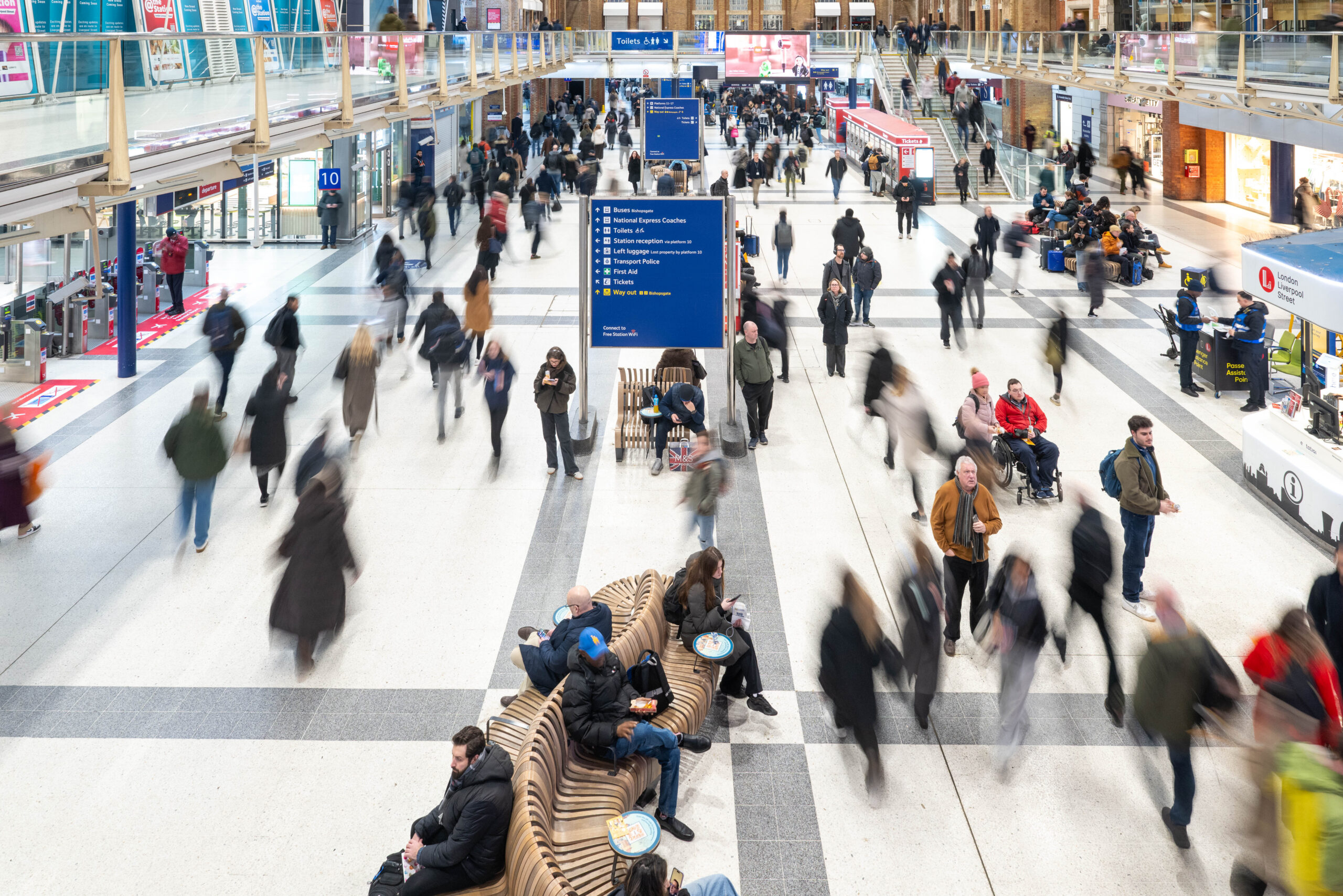 Interior view of a busy retail unit at London Bridge station.