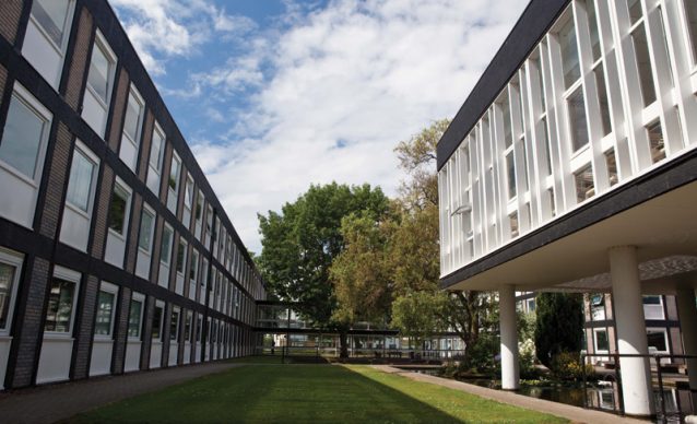 RTC Business Park in Derby, UK. The park was formerly the British Railway Board's center for railway research and has been redeveloped into a business park.