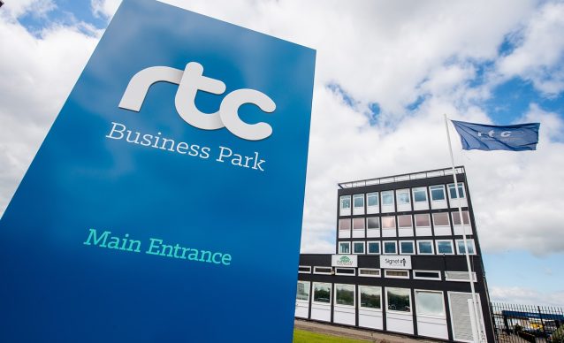 RTC Business Park in Derby, UK. The park was formerly the British Railway Board's center for railway research and has been redeveloped into a business park.