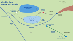 Cheddar Two source and transfer A map showing Cheddar Two source and transfer at gate 2