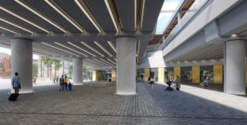 Thumbnail 6 of Visualisation showing trams and cyclists at the eastern entrance to the new Curzon Street station