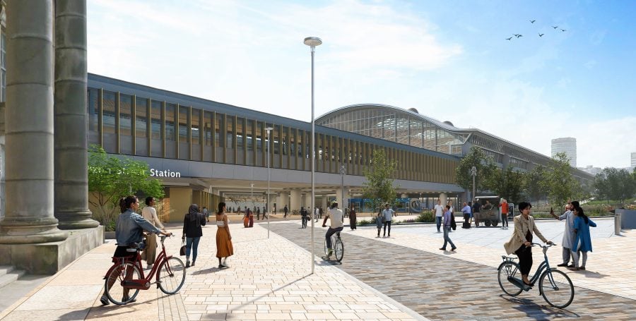 Curzon Street station - Western Concourse with lifts at Station Square