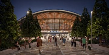 Thumbnail 15 of Visualisation showing the front of the new Curzon Street station from Moor Street Queensway