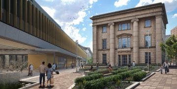 Thumbnail 22 of Visualisation showing the gardens to the rear of the Old Curzon Street station building