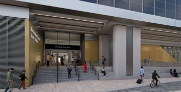 Thumbnail 7 of Visualisation showing the southern side enrance at the eastern end of the new Curzon Street station