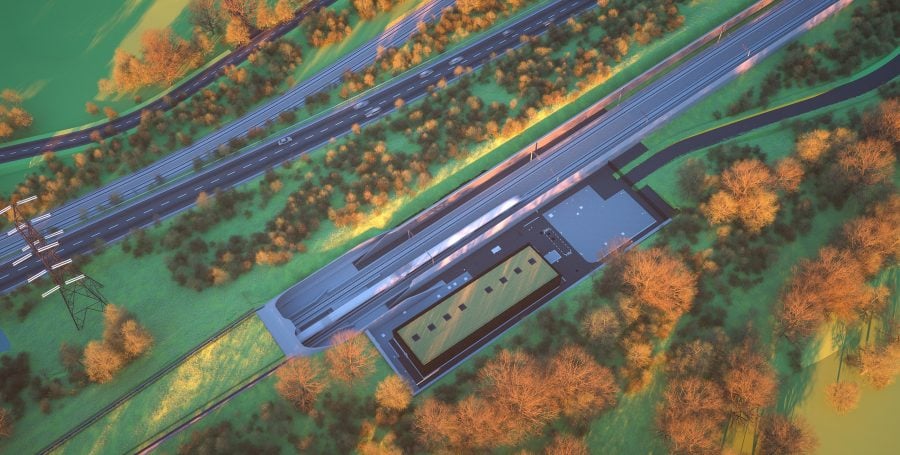 Visualisation of the South portal of the Wendover green tunnel and A413