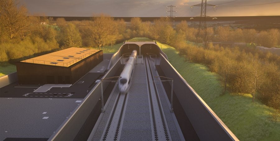 Visualisation showing the South portal of the Wendover green tunnel.