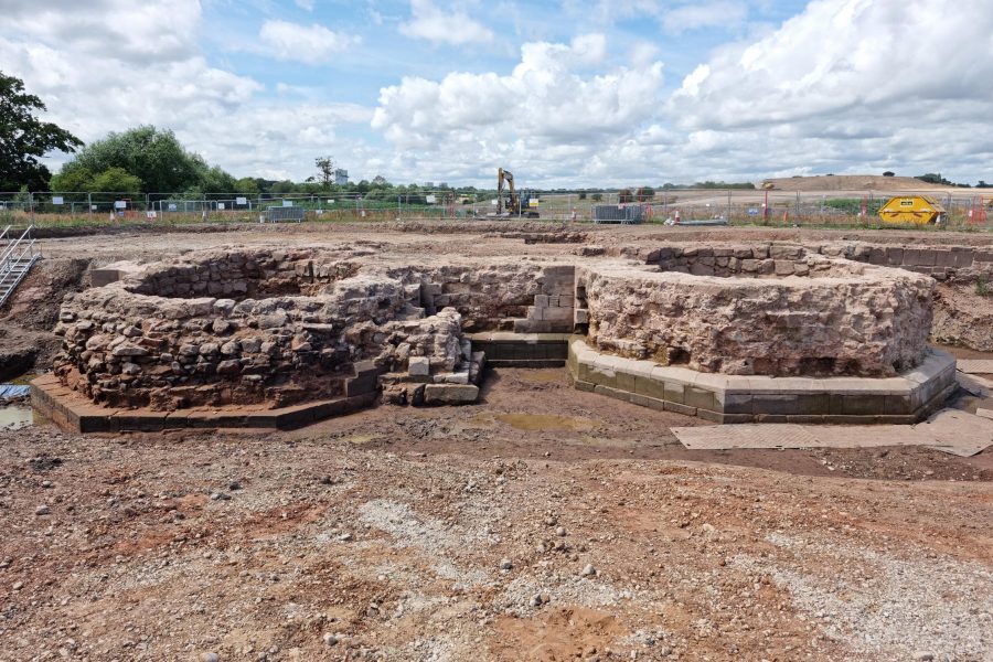 The remains of Coleshill gatehouse towers during the exacavation.