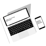 A laptop and mobile phone with the words 'Apply for planning permission' on the screen
