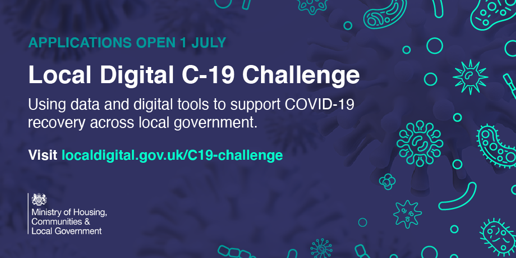 A graphic that was used to launch the Local Digital C-19 Challenge on social media