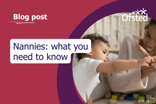 Nannies: what you need to know. Image shows a baby holding themselves up and reaching for a smiling adult's hand.