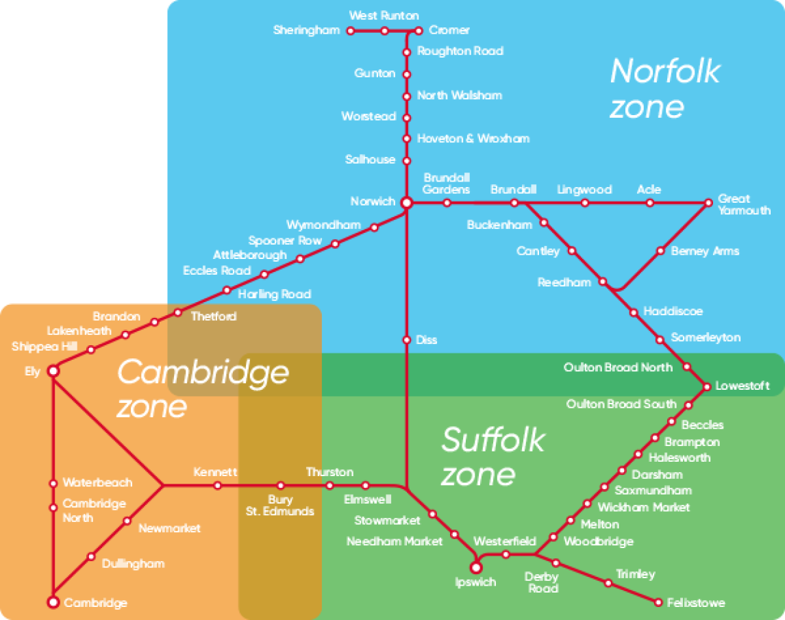 Anglia Plus Zones map. Anglia Plus Zones map.