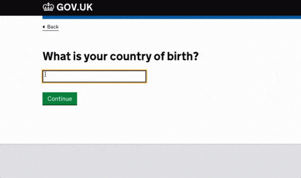 A screenshot of the new country and territory picker