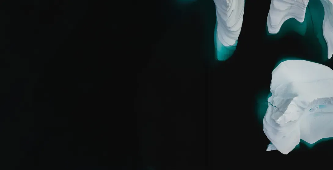 Dark waters and icebergs