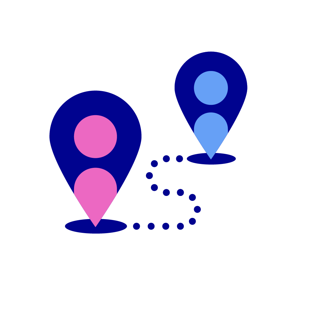 Graphic showing two people with navigation line