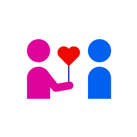 Graphic showing two people holding a heart