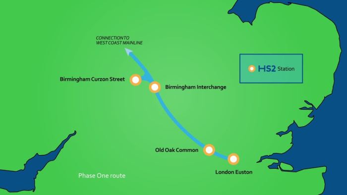 Map of HS2 route