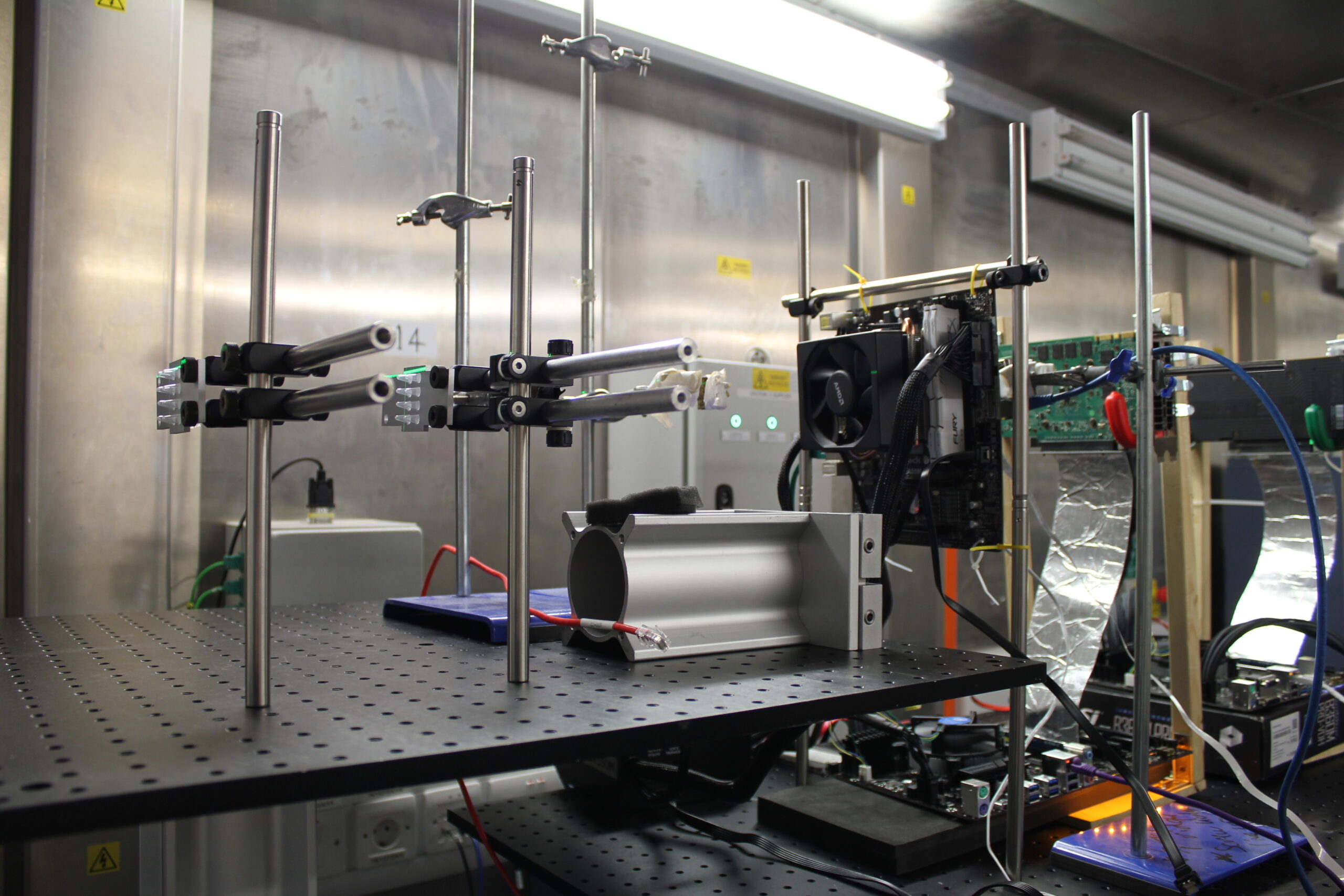 DNA samples loaded in the ChipIr beamline ready for testing.